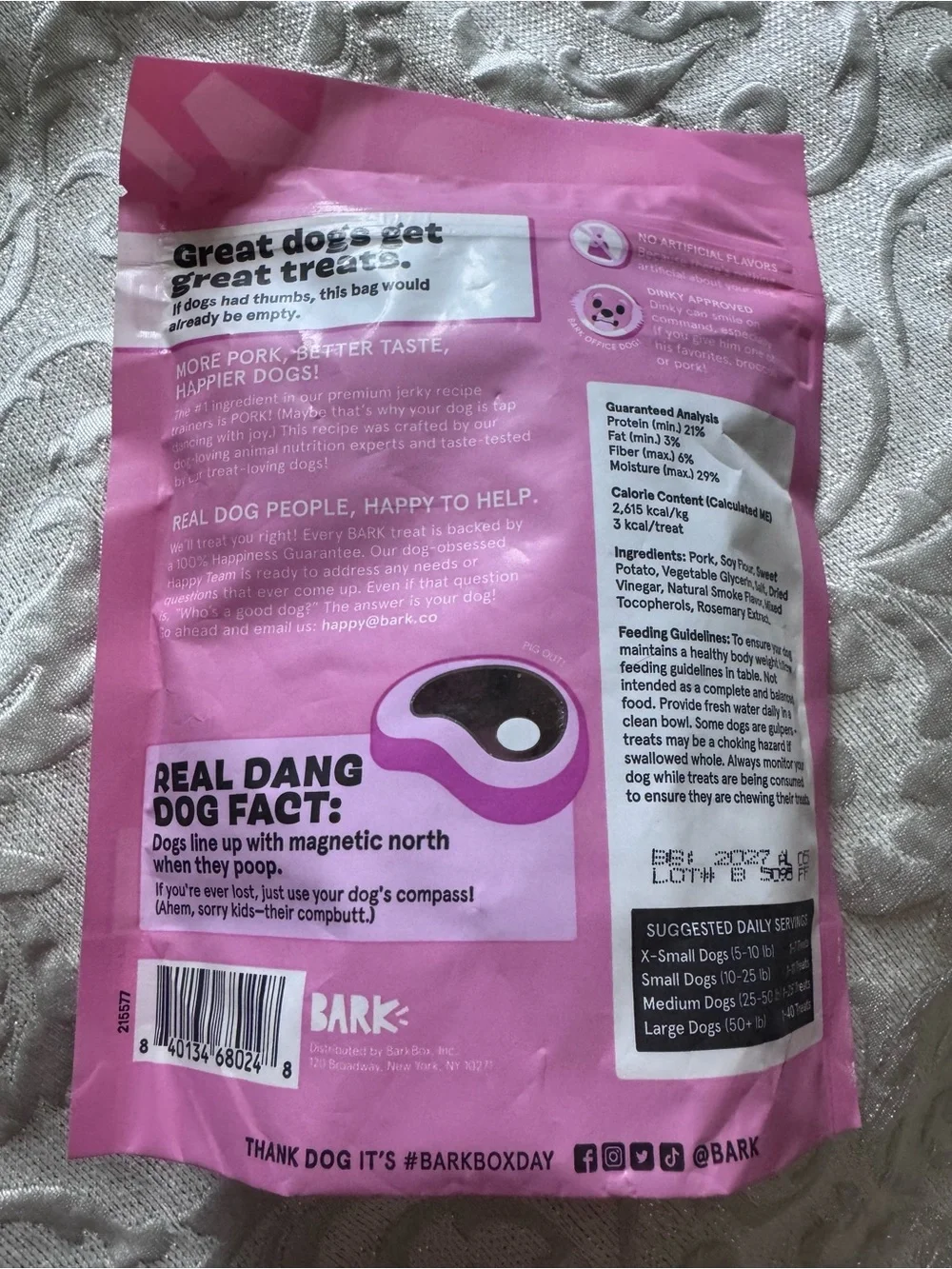 Sold M  - Sealed  - BARK Porky Jerky Dog 5oz. 142gr - No grains -Exp.: 01 /2027